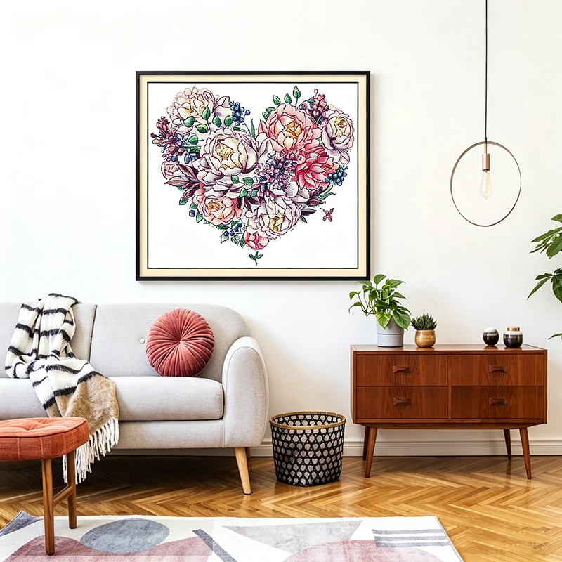 

Набор для вышивания крестиком JoySunday: узор «Цветочное сердце», канва Aida 16CT, 14CT, 11CT, с нанесенным рисунком, наборы для вышивания своими руками, декор для дома, новинка