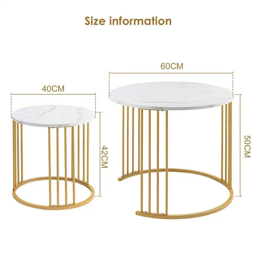 Nesting Coffee Table Set Of 2, Round Table, Morden End Side Table Night Stand For Bedroom Dining Room