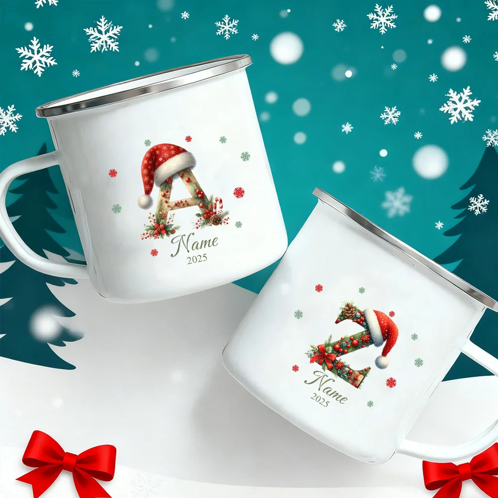 

Персонализированная детская кружка с именем, рождественская кружка из горячего шоколада для детей, рождественская кружка с буквами A-Z, праздничный подарок