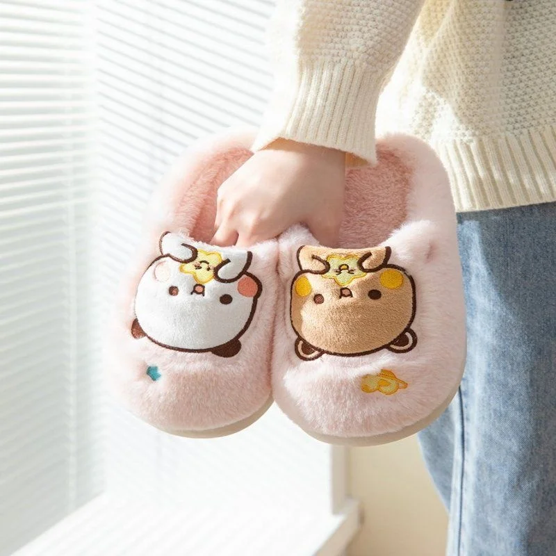 Hot Sale Kawaii Anime Bubu Dudu Bear Plush Slipper Cartoon Winter Leisure Home Outdoor Anti Slip Thick Bottom Cotton Shoes Warm