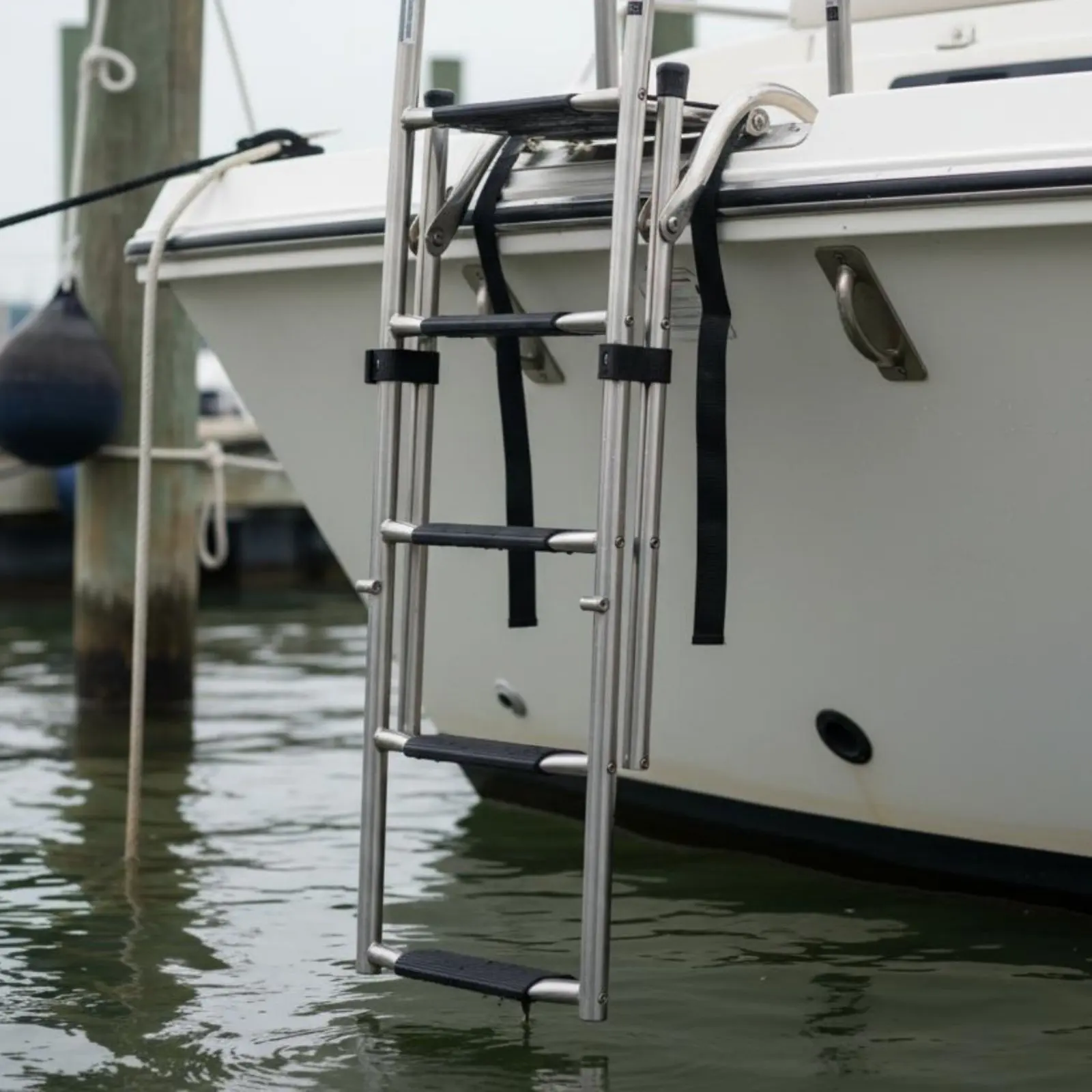 

Folding Boat Ladder Stainless Steel Aquatic Ladder Sturdy-Duty Removable for Yacht, Swimming