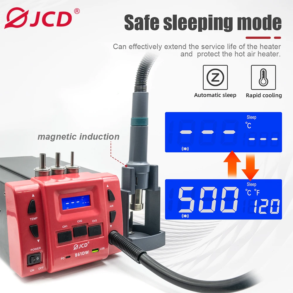 

861DW 1000W Smart Hot Air Gun Station LED Digital Display Mobile Phone BGA Desoldering Repair Rework Station Tools High power