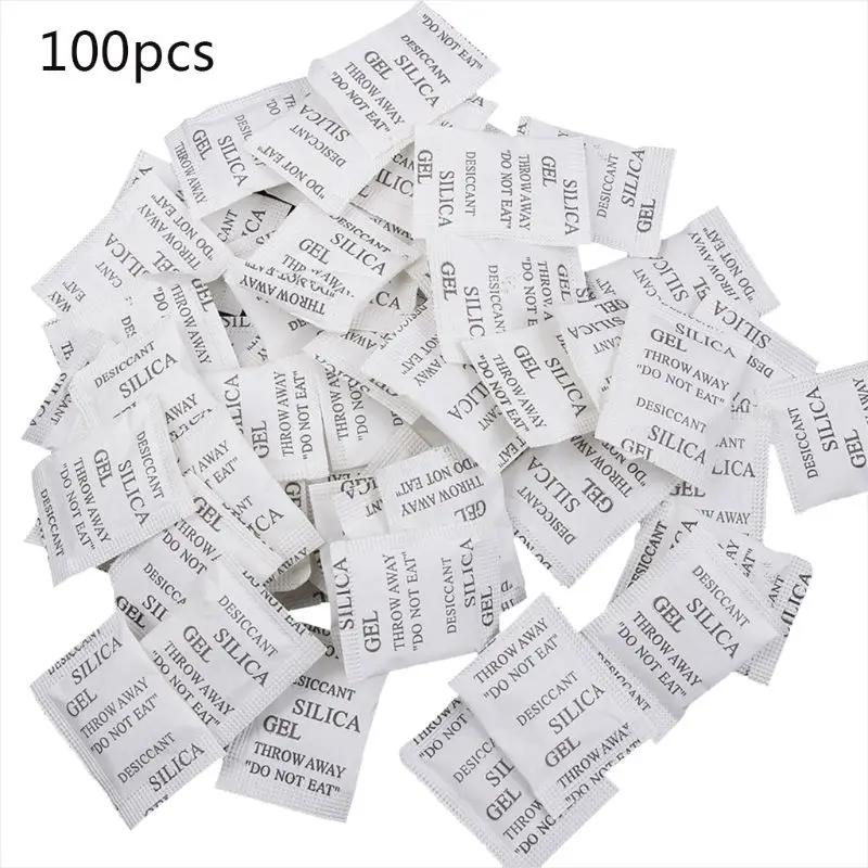 

100 Packets Non-Toxic Silica Gel Desiccant Pack Moisture Absorber Dehumidifier for Kitchen Spices Jewelry Drop Shipping