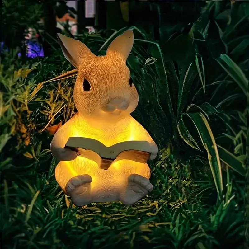 Solar Lamp for Reading Rabbit Lamp Resin Crafts Led Outdoor Lighting Decorative Landscape Lamp Solar Garden Lamp Lawn Lamp for Courtyard Garden Path