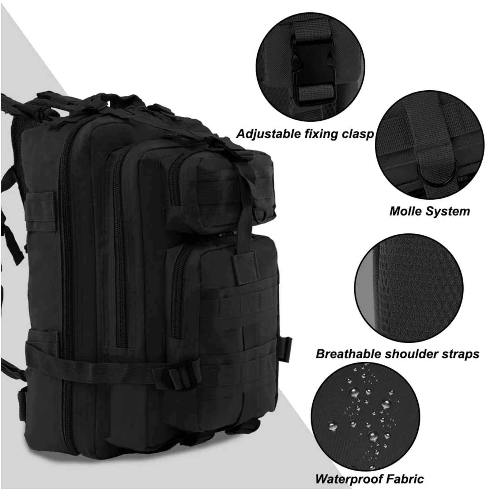 Tactische rugzak Grote 3-daagse aanvalspakket Molle Bugout Bag-rugzak voor wandelen, trekking, reizen