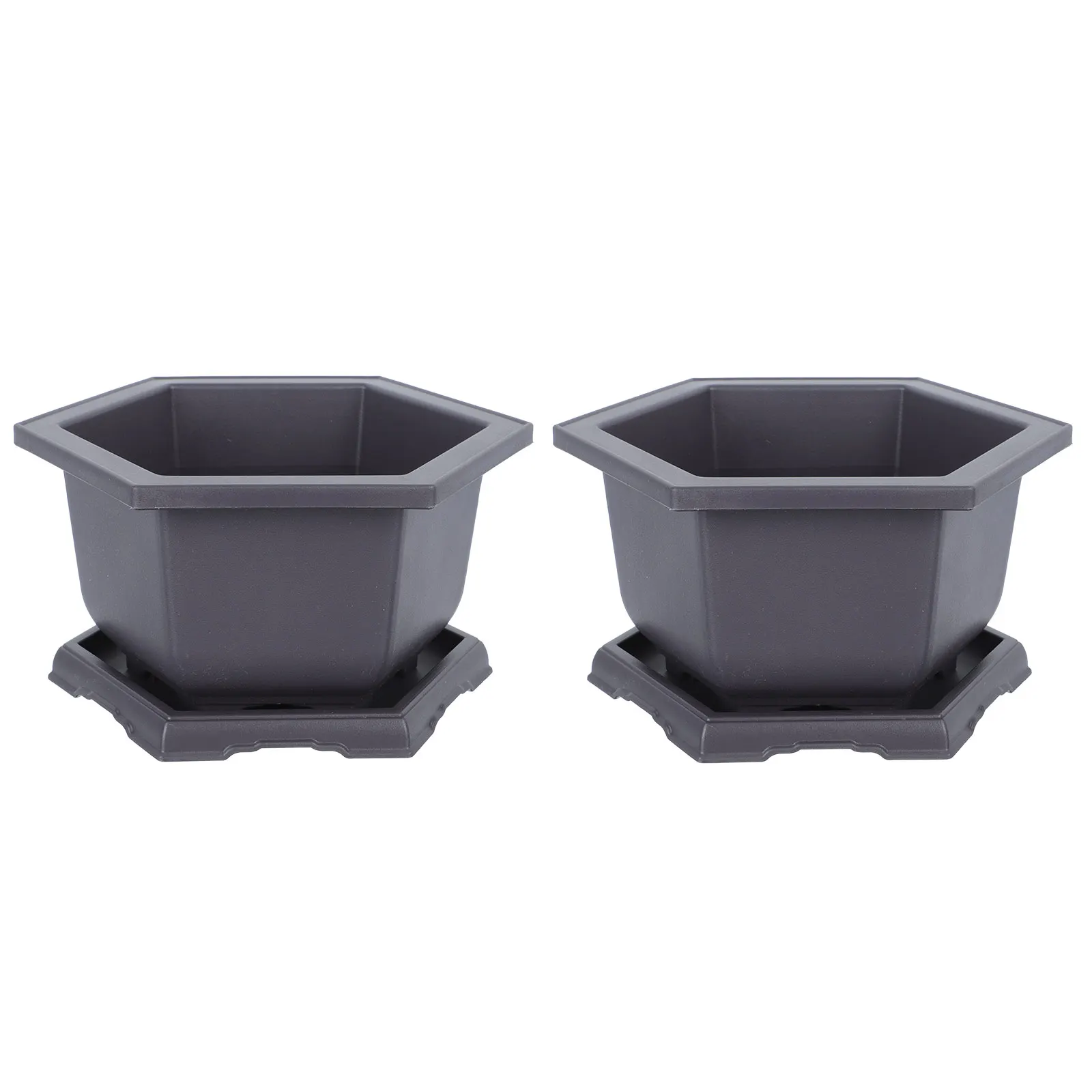 

1 set Hexagonal Flower Pot Lightweight Durable Plastic Planter Trays Modern Design Decorative Container Garden