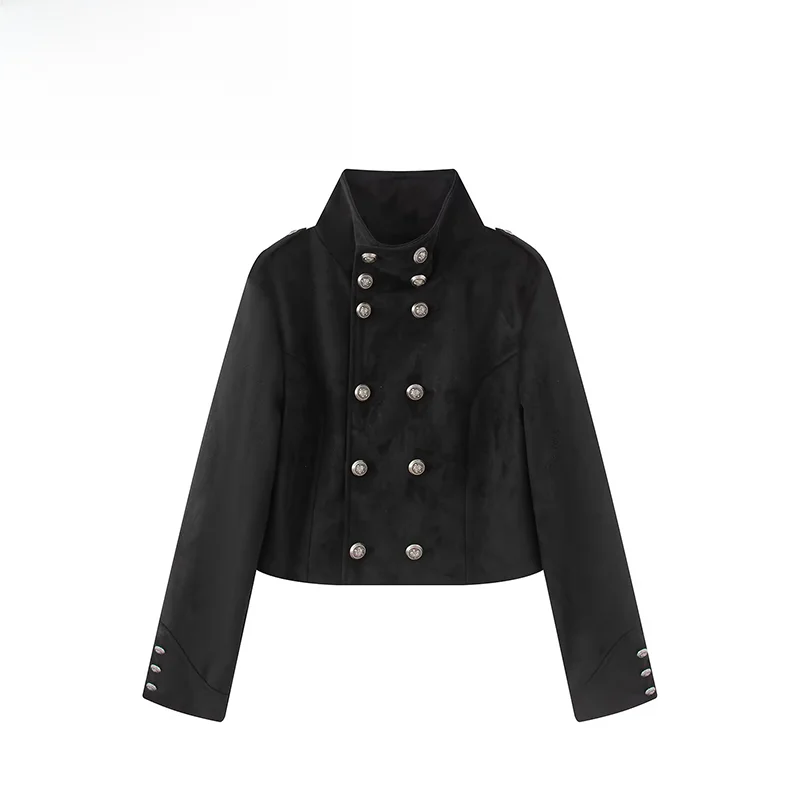 Fashionable Slim Fit Double Breasted Court Punk Jacket for Women New Arrival Autumn Season Polyester Fabric Standard Style