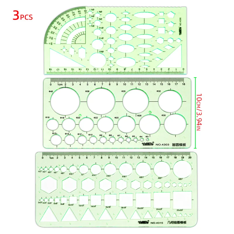 Circular Template, Measuring Geometric Ruler, Drawing Template, Proportional Figures, Office and School Building Ruler