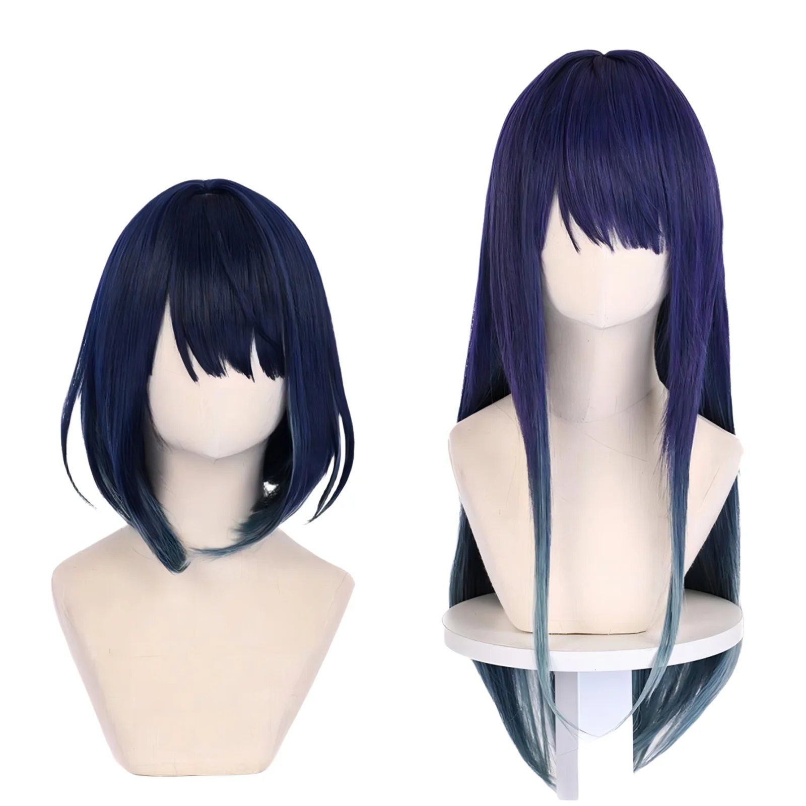 Anime Oshi No Ko for Hoshino Kurokawa Akane Halloween Cosplay Headgear Women Navy Blue Bobo Hairpiece Purple Long Straight Hair