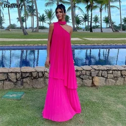 Bafftafe Crumpled Chiffon Prom Dresses Halter Beach Formal Evening Dress Women Customized Long Special Occasion Party Gowns