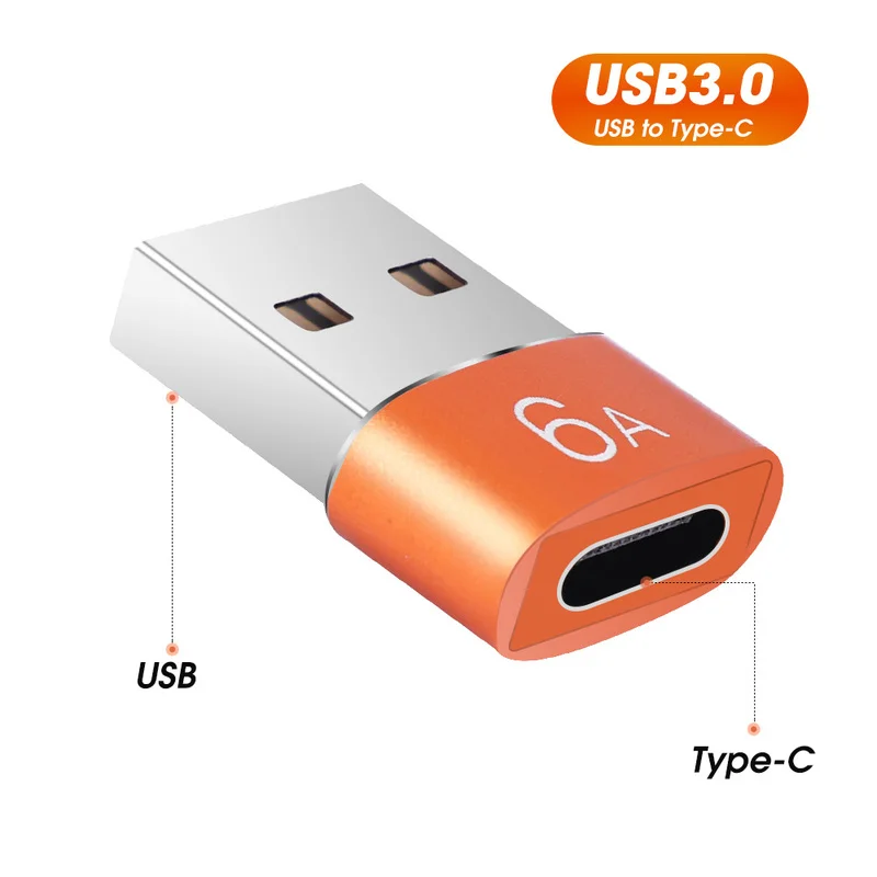 Convertitore OTG da USB a tipo C 6A Adattatore USB 3.0 maschio a tipo C femmina per accessori per connettori di ricarica per auto Samsung Xiaomi PC