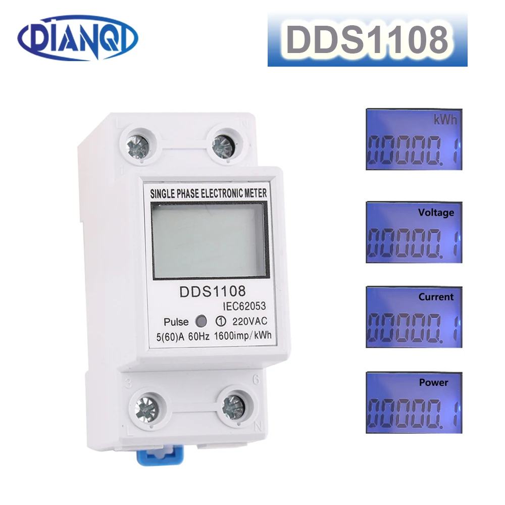 60A 80A Szyna Din Jednofazowy Dwuprzewodowy Cyfrowy Wyświetlacz LCD Zużycie Energii Miernik Energii kWh AC 220V 230V 50Hz/60Hz