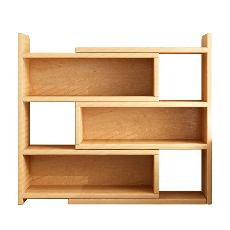 رف سطح المكتب رف كتب من الخشب الصلب طاولة على الحائط رف تخزين زاوية خزانة كتب منزلية خزانة بسيطة للمكتب #5