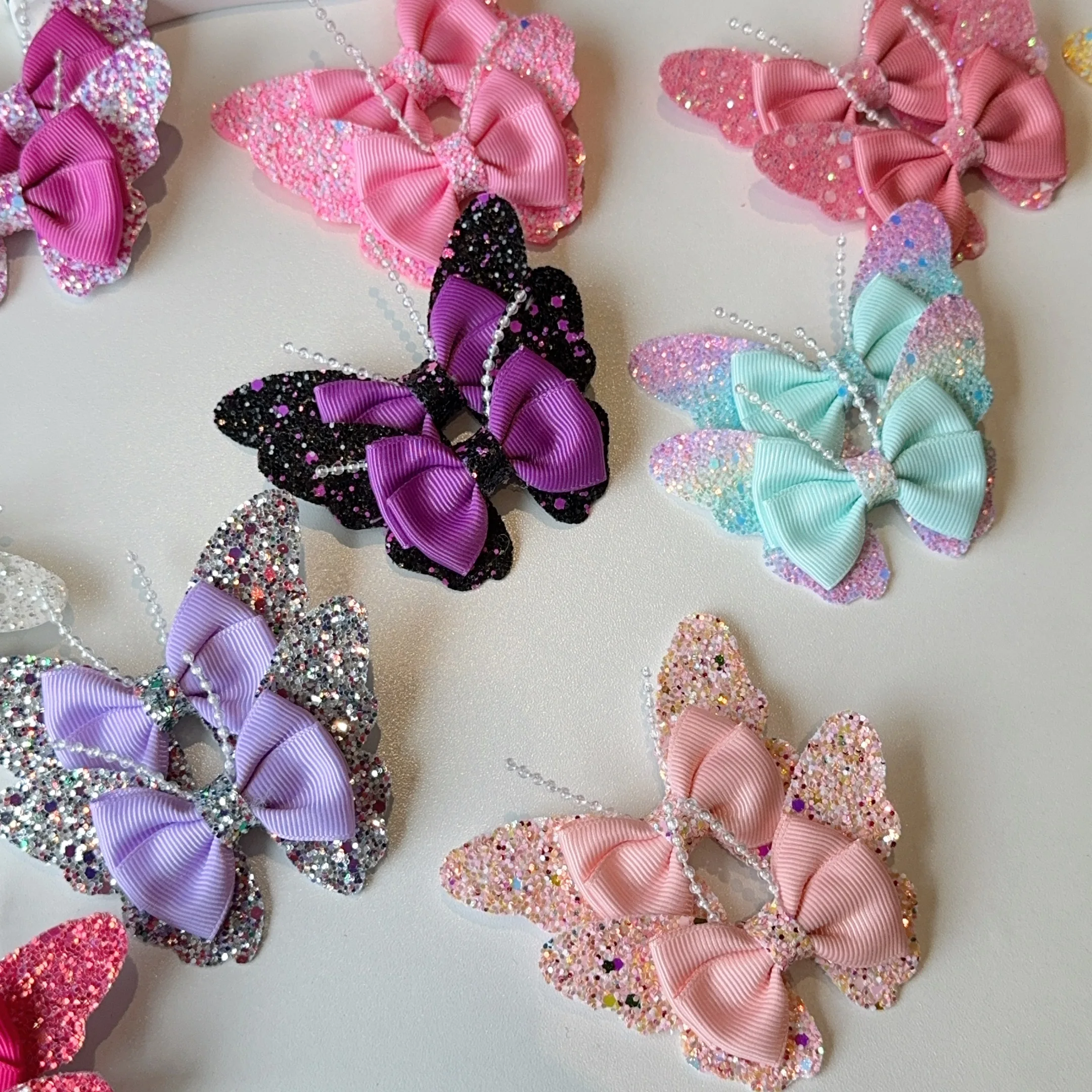 2 Pcs Fashion Rainbow Butterfly Hair Accessories Hair Clips Girls Sequin Hairpins Children Cute Barrettes Kids Gift