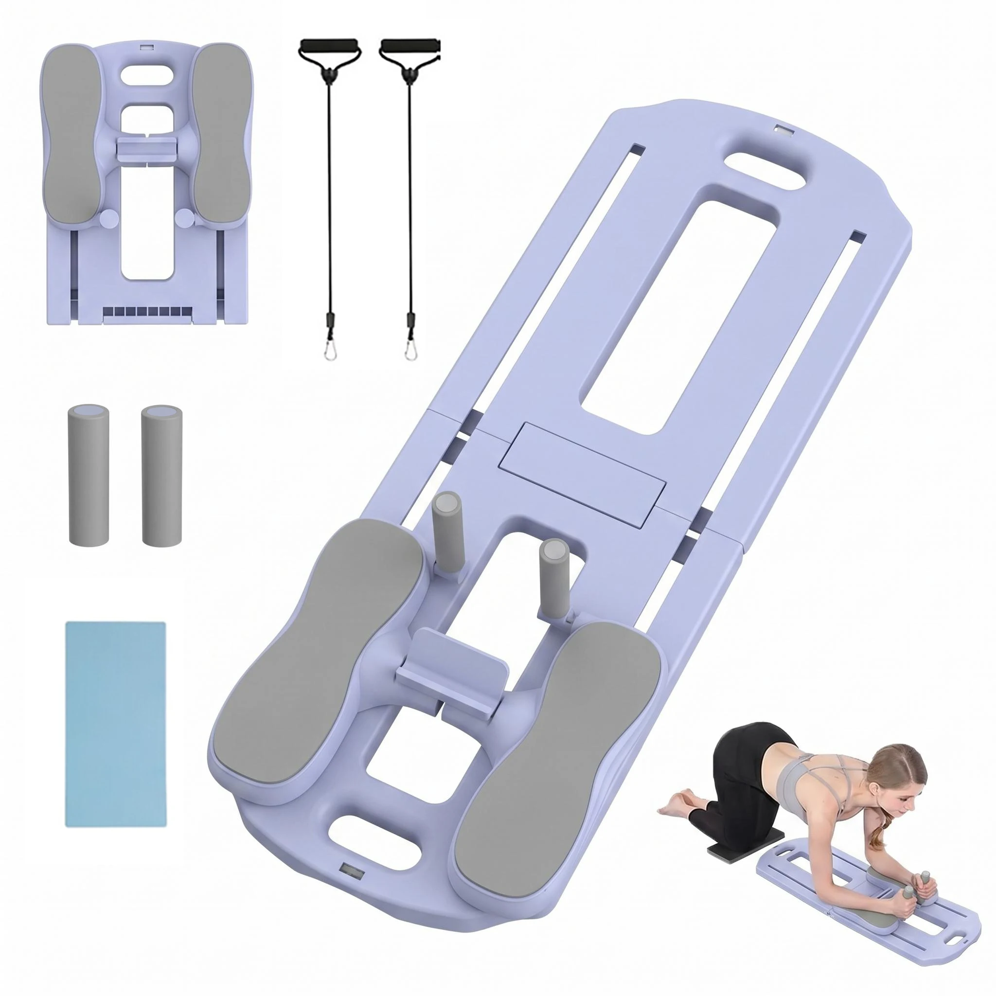 Plateforme de Pilates pliable pour la maison – Plateforme multifonctionnelle pour glissements et entraînement abdominal, équipement portable pour exercices du corps entier et du tronc, antidérapante, peu encombrante, idéale pour les débutants, les femmes et les hommes