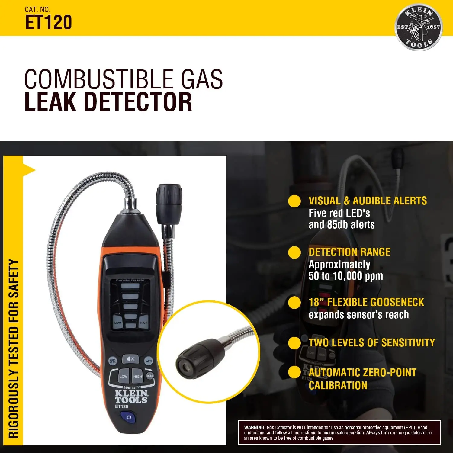 เครื่องตรวจจับแบบพกพา36163 100 CD-Micro combustible Gas การตรวจสอบแบบยืดหยุ่น16"