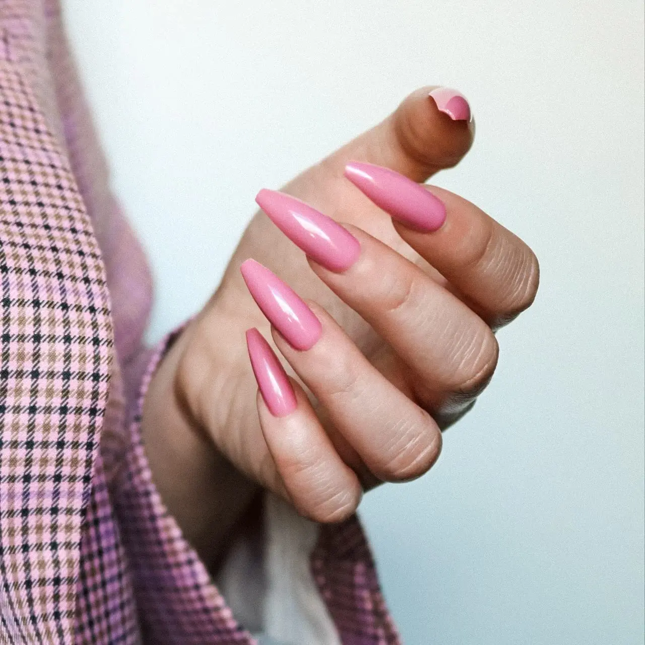 اضغط على الأظافر باللون البنفسجي |   تابوت طويل لامع |   10 مقاسات - طقم أظافر راقصة الباليه 20 قطعة مع غراء