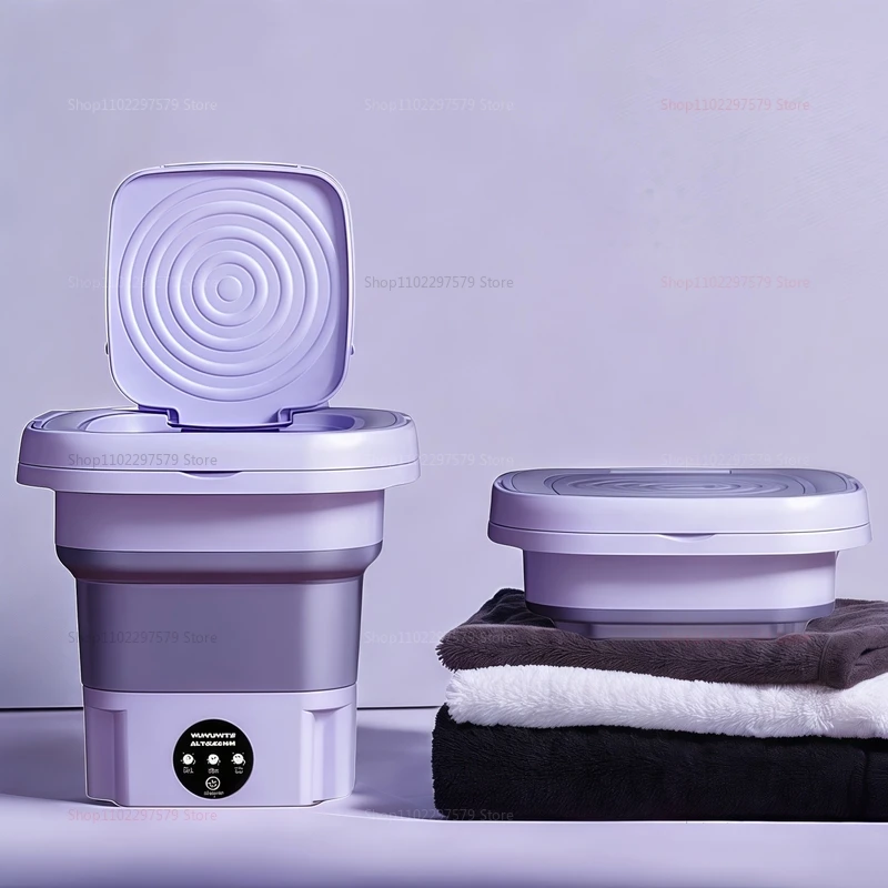 غسالة محمولة قابلة للطي سعة 8 لتر، ملابس سفر مدمجة، جوارب، منظف ملابس داخلية للمنزل، رحلات التخييم والتخييم