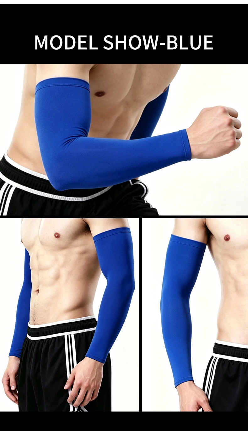 Herren Übergrößen Eisseide Armstulpen, UV-Schutz Rutschfeste Kühlende Ärmel für Sport Radfahren Basketball Outdoor – Detail 11