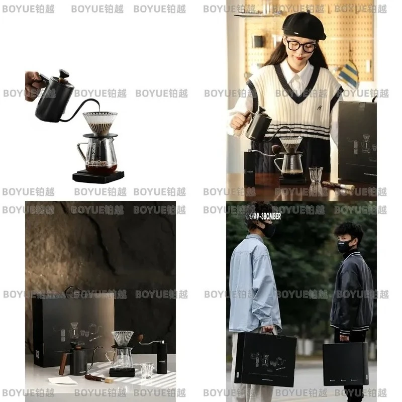 Hand Brew Coffee Pot Set Pour Over Dripper Kit Glass Carafe Reusable Filter Gift Box Barista Essentials Home Brewing Tools