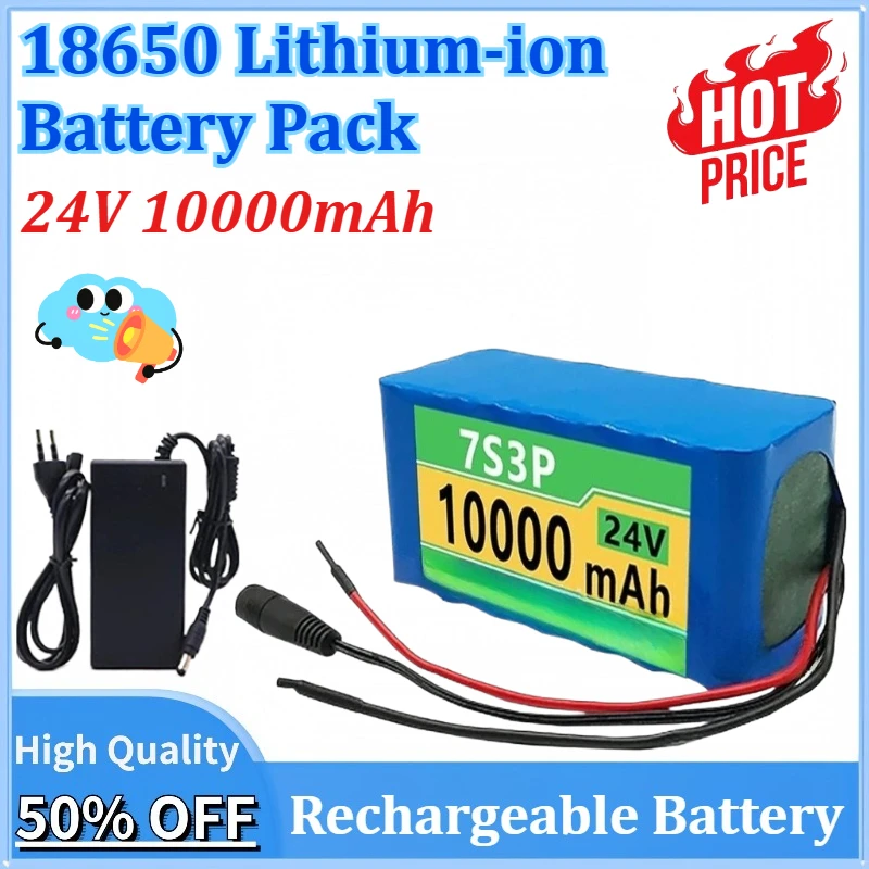 

New 7S3P 24V 10000mAh 18650 Lithium-ion Battery Pack for Scooter Toy Bikes Model Toy Gaming Machine Laptop with Built-in BMS