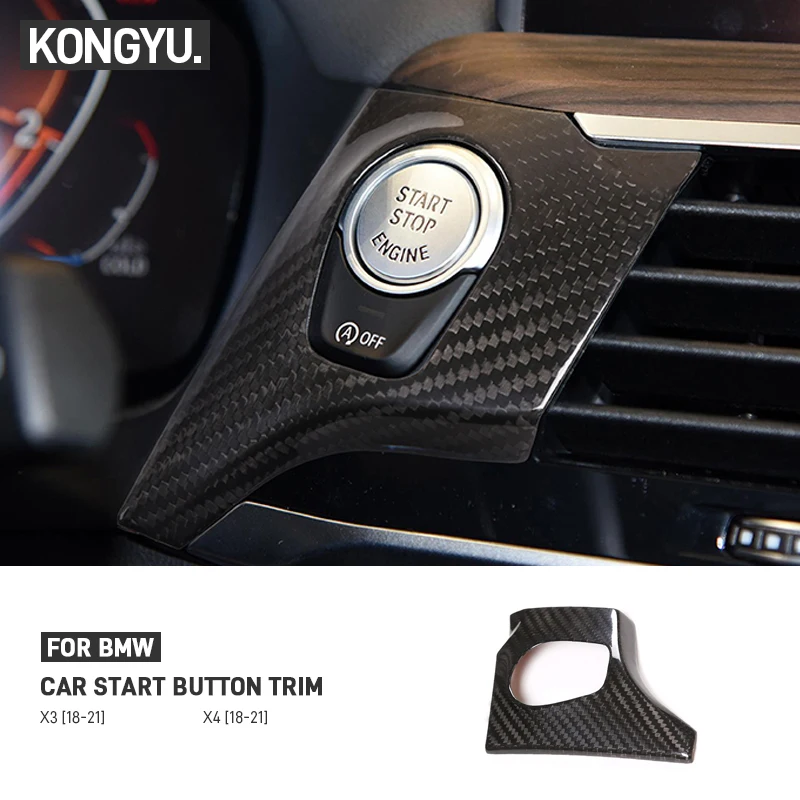 Real Dry Carbon Fiber Car Engine Start One-Key Start Switch Button Decorative Frame Trim Cover For BMW X3 X4 G01 G02 2018-2021