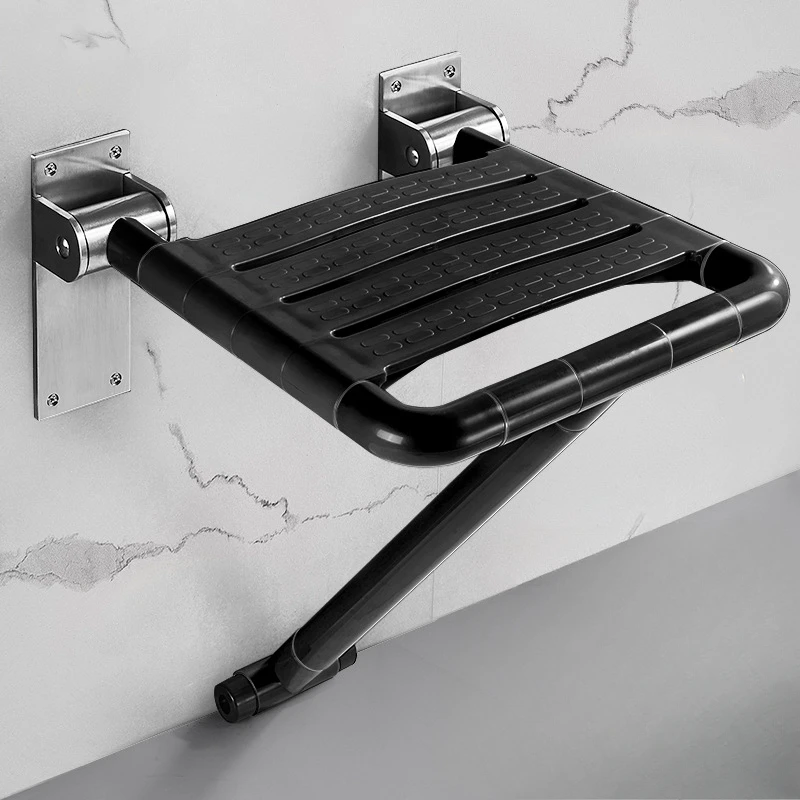 

Bathroom Wall Mounted Folding Chairs Disabled Bath Seat Chair,Special Shower Chair for The Elderly Black Non-slip Shower Bench