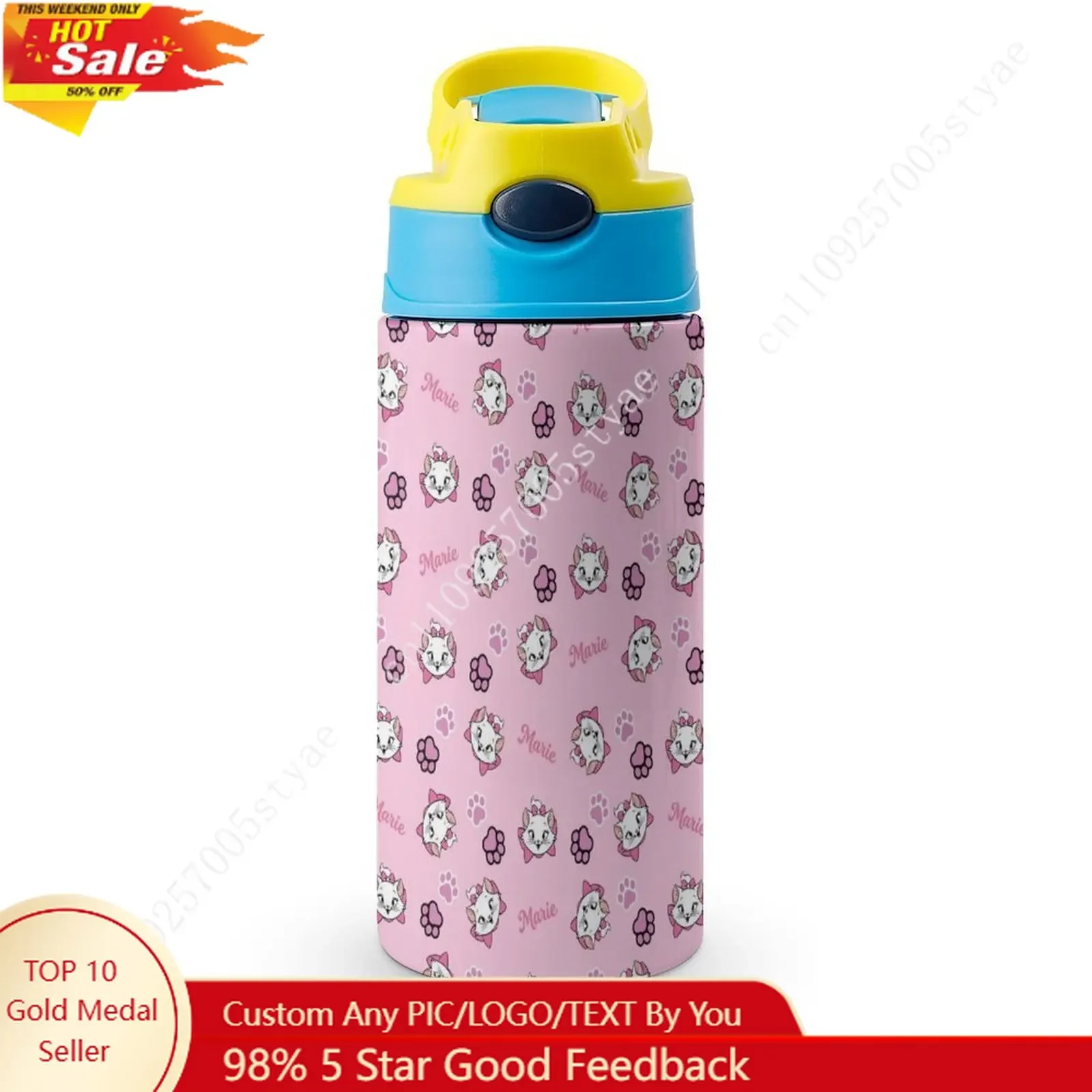 

Marie Insulated Bottle Disney Cartoon Custom Your Photo Logo Text DIY Design Birthday Holiday Gift Thermos Bottle