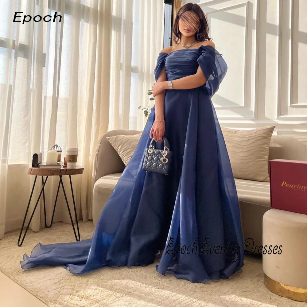 Epoch Chiffon Evening Dress Trumpet Elegant Off The Shoulder فستان رسمي Sexy Navy Blue Homecoming Prom Gown Exquisite Women 2024