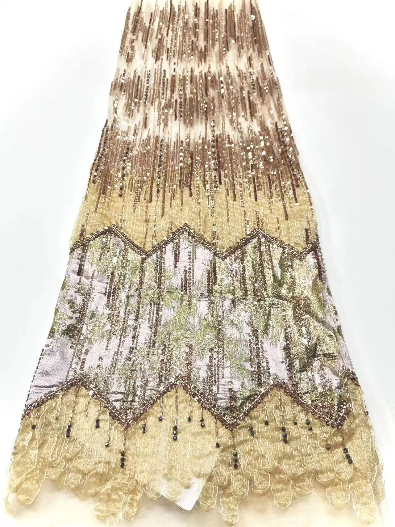 African Beads Lace Fabric 2026 High Quality 3D Embroidery Nigerian Sequins Bridal French Tulle Lace Fabric For Dress Sew SZ1951