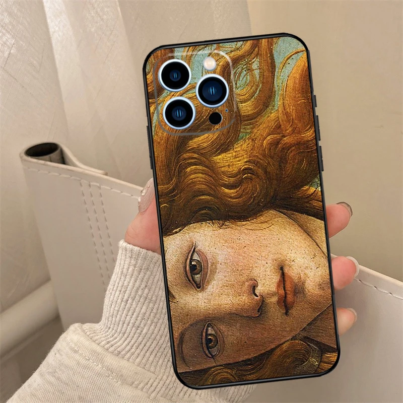 Art Painting Birth Of Venus Case For iPhone 16 15 12 13 Mini 11 14 Pro Max X XR XS Max 7 8 14 Plus Cover Coque