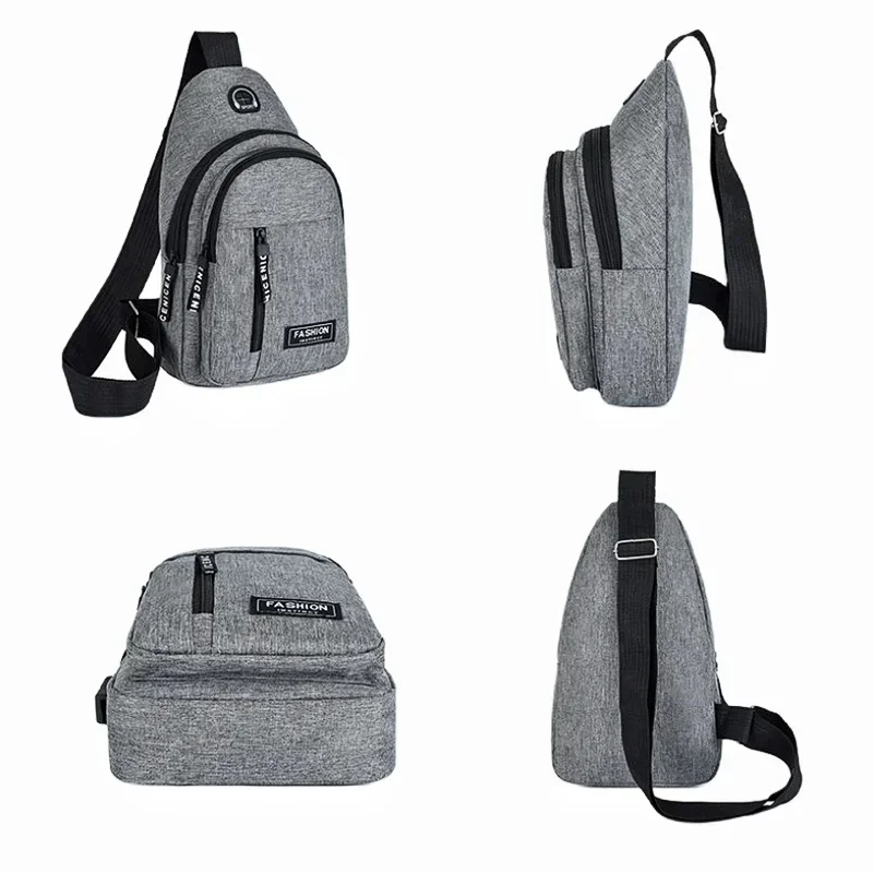 Fashion Trend Men Oxford Cloth Chest Bag Waterproof Korean Casual Single Shoulder Bag Multifunctional Daily Messenger Bag