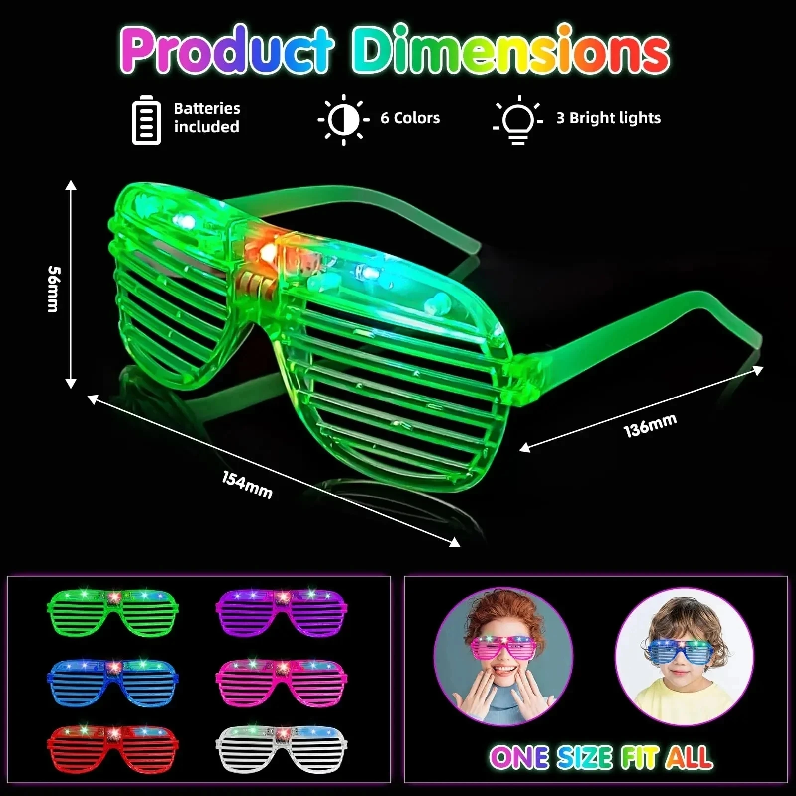 5-50pcs LED Neon Glasses 6 Neon Colors Light Up Party Glasses Glow in the Dark For Kids Adults Birthday Gifts Toys Party Favors