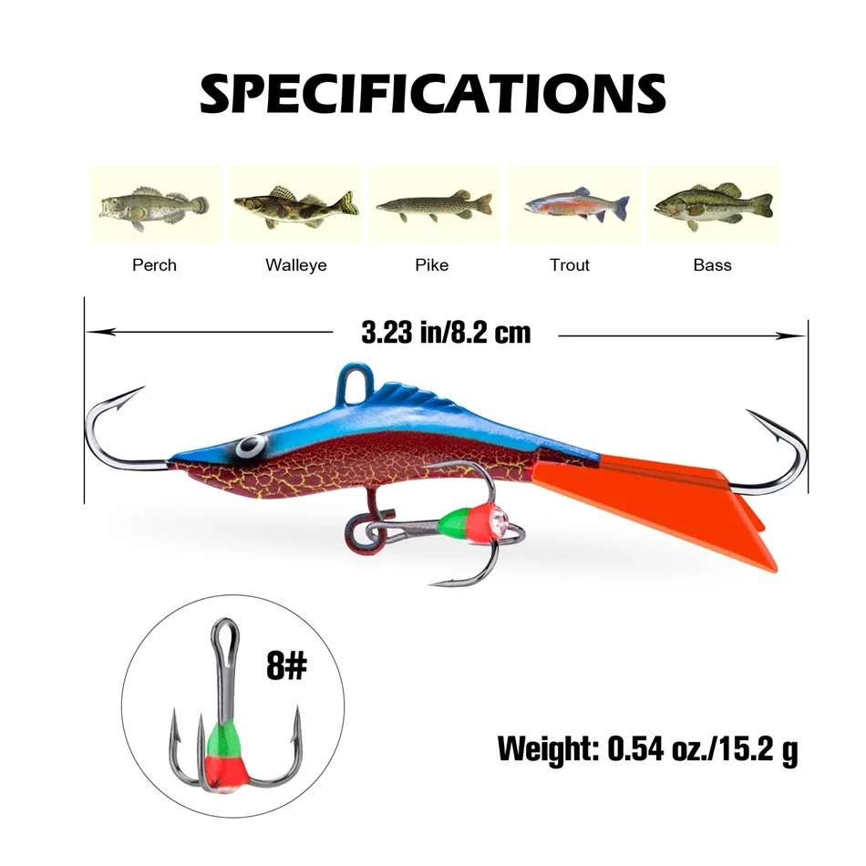 Goture 1pcs Winter Ice Fishing Lure Balancers Professional Jig Wobblers Bait Hard Lure for Trout Bass Pike Carp Fishing Pesca