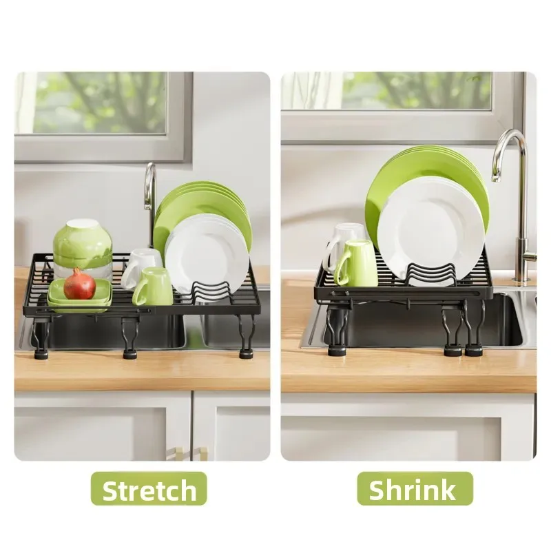 For Multifunctional Kitchen Shelf Dish Drain Rack Fruit Vegetable Storage Grid Bidirectional Retractable Sink Draining Mat