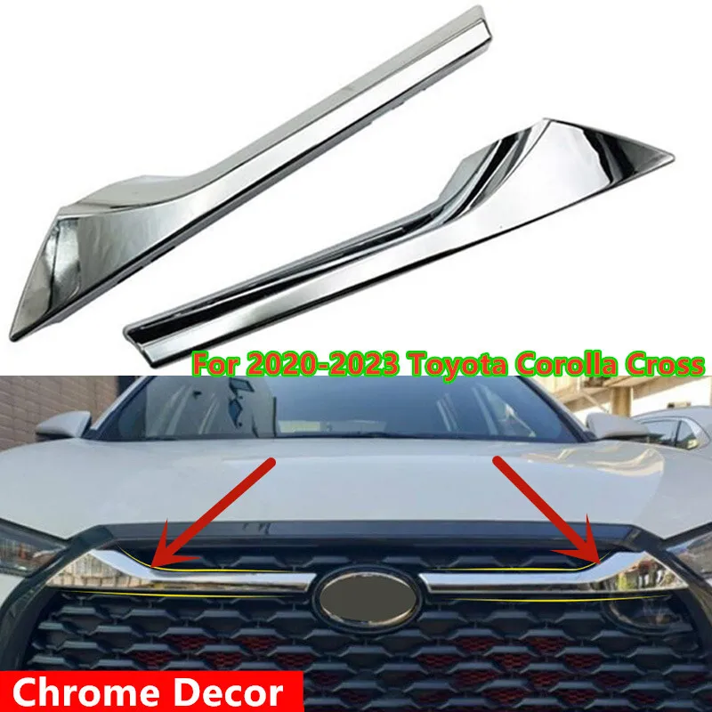 

2Pcs Chrome Front Centre Grille Lid Cover Trim Decor For Toyota Cross 2020-2023