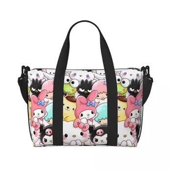 여성용 커스텀 시나모롤 헬로 키티 멜로디 토트백, 대용량 만화 헬스장 비치 숄더백, 여행 가방
