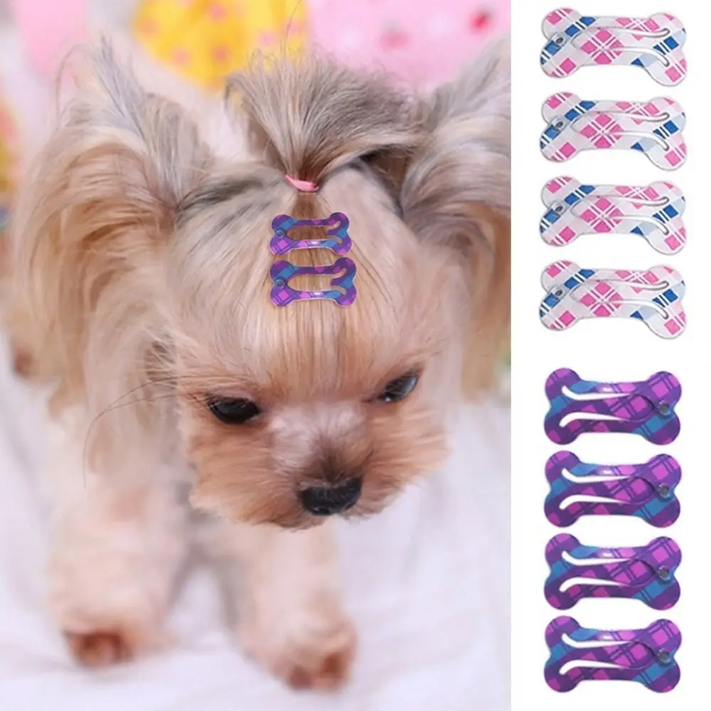 Universal 10pcs Cute Bone Shape Colorful Hair Clip Dog Hairpin Pet Headwear Pet Hair Accessories