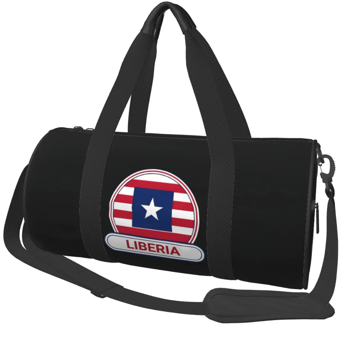 Liberia Country Badge Liberia Flag Gym Bag Weekend Sports Bags Gym Accessories Handbag Vintage Fitness Bag For Men Women