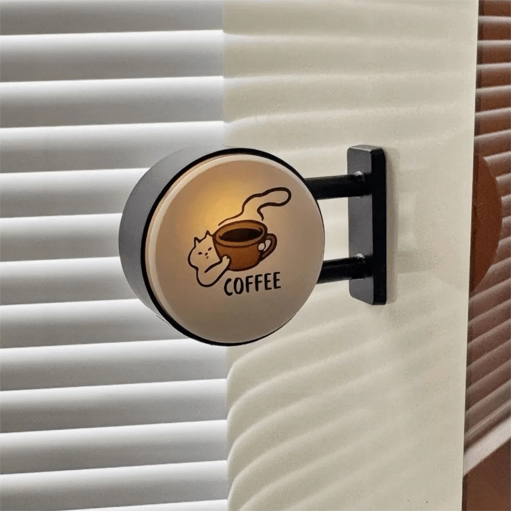 Creative Atmosphere Coffee Corner Light Sign Retro Style Magnetic Glowing Fridge Magnet Three-Dimensional Soft Light