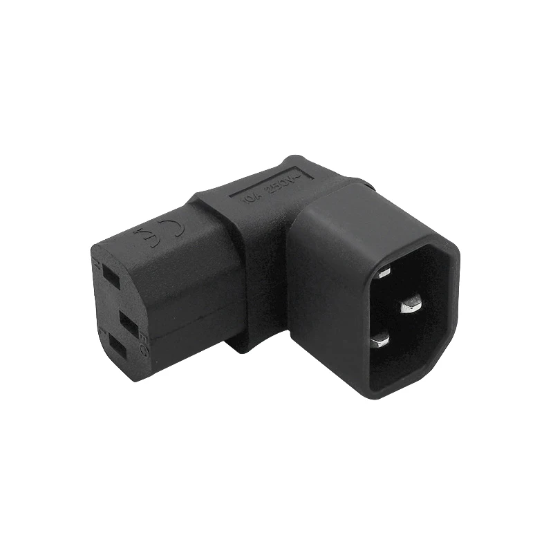 1pc 10A 3 Pin IEC Connector Down UP 90 Angled IEC 320 C14 Male To C13 Female Power Adapter AC Plug For LCD LED Wall Mount TV