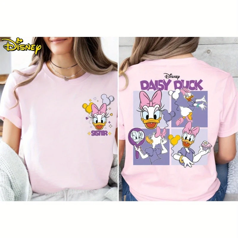 

Женская футболка с узором Disney Daisy Duck, европейская и американская летняя новая повседневная уличная одежда для мужчин и женщин для пар