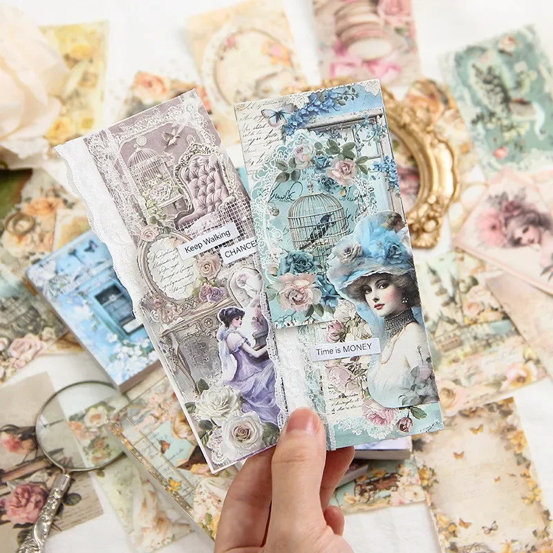 50 Pcs Vintage Decorative Paper DIY Scrapbooking Collage Junk Journal Aesthetics Stationery Planner Decor Paper