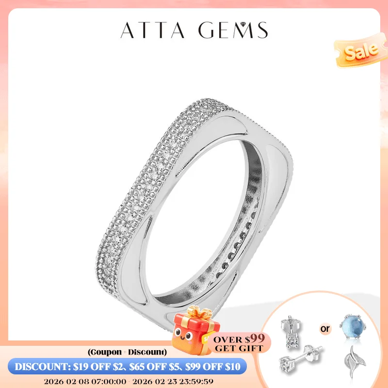 

ATTAGEMS 2025 New Full Moissanite Ring DVVS1 Square Circle Cut 1.0mm S925 Sterling Silver Wedding Band for Women Men Daily Gifts