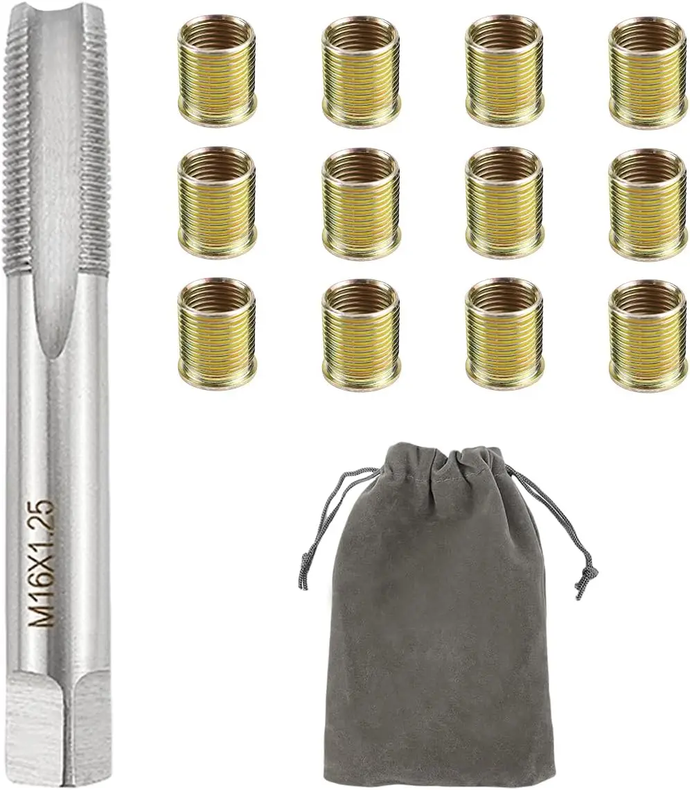 

Инструмент для ремонта резьбы свечи зажигания, метчик из быстрорежущей стали, вставки M14x1,25 и набор метчиков M16x1,25 для автомобиля, ремонт двигателя
