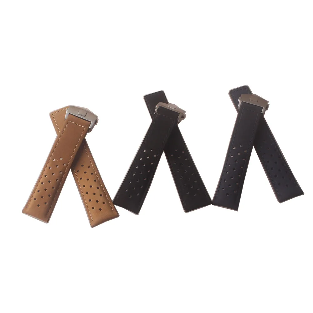 

Genuine Watchband Smooth Leather Black Blue Khaki Watch strap 20mm 22mm 24mm Fit tag heuer Deployment buckle stainless steel hot