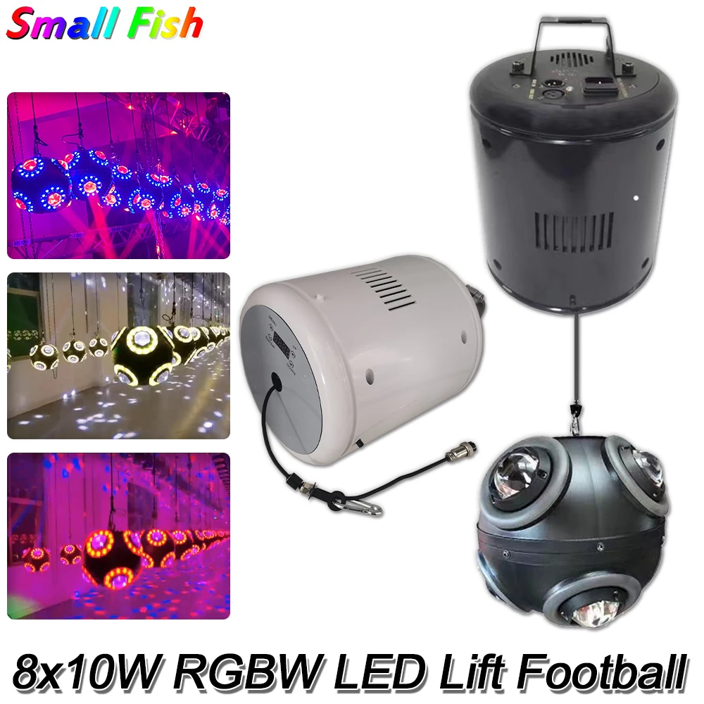 

8x10W RGBW 4in1 LED Lift Football Light 96pcs Full Color DMX Rolling Football Shape LED Beam Moving Head Stage DJ Party Lights