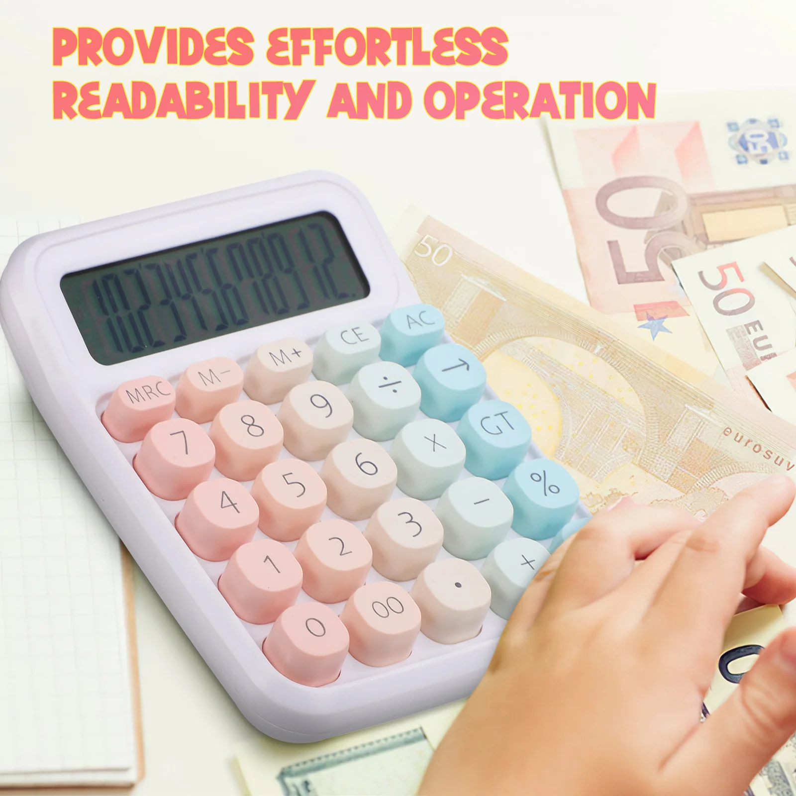 Uroczy Kolorowy Mechaniczny Podstawowy Biurowy Duży Wyświetlacz Wielofunkcyjny Przenośny Kieszonkowy Kalkulator Wytrzymały Lekki Estetyczny