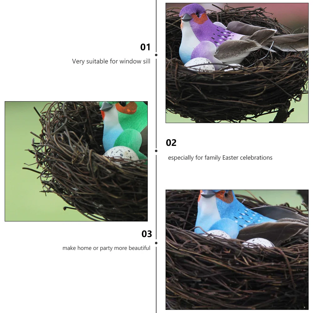 

6Set Realistic Bird Nest Decor Egg Decoration Spring Home Party Table Landscape Decor Artificial Bird Nest Ornament Garden