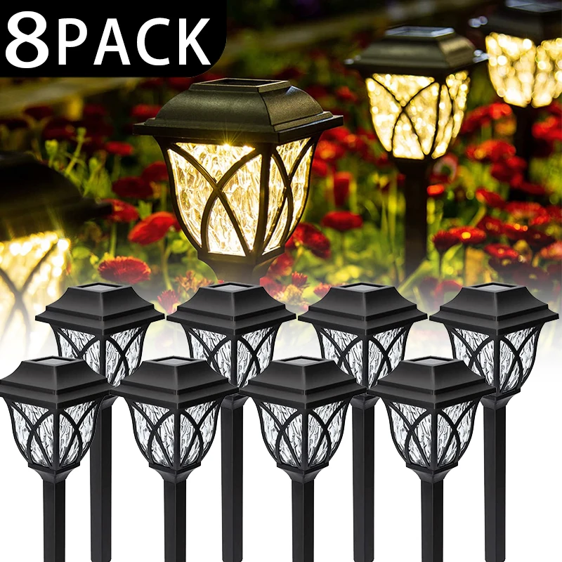 1~8 Pack Solar Lawn Lights Outdoor LED Bright Yard Lamp Waterproof Night Light Landscape Lighting Pathway Light for Garden Decor